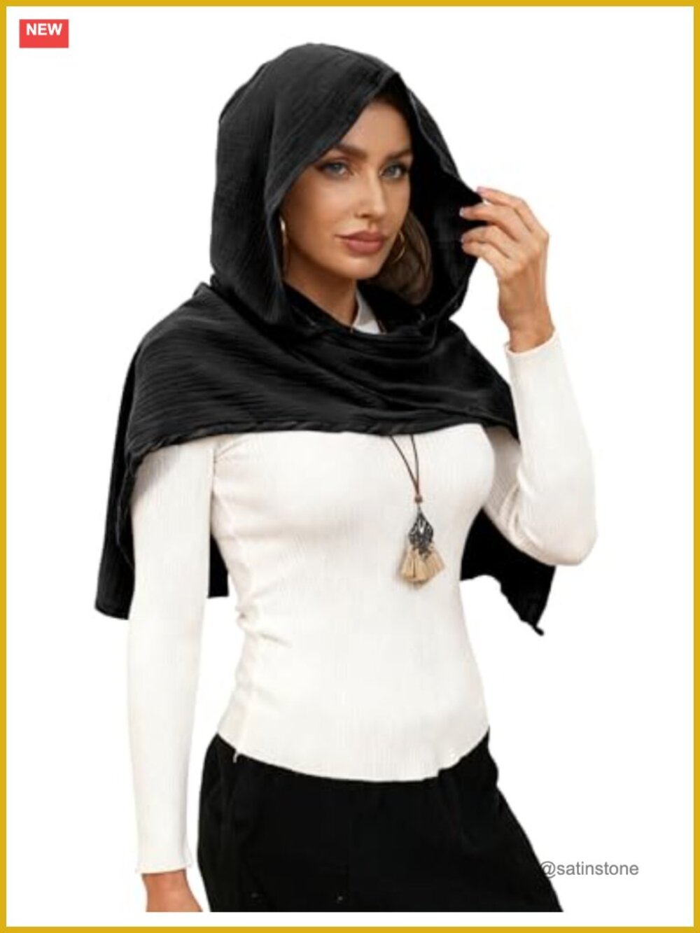 Hooded Cape Scarf 3-in-1 Cotton Linen Blend Medieval Steampunk Shawl Unisex